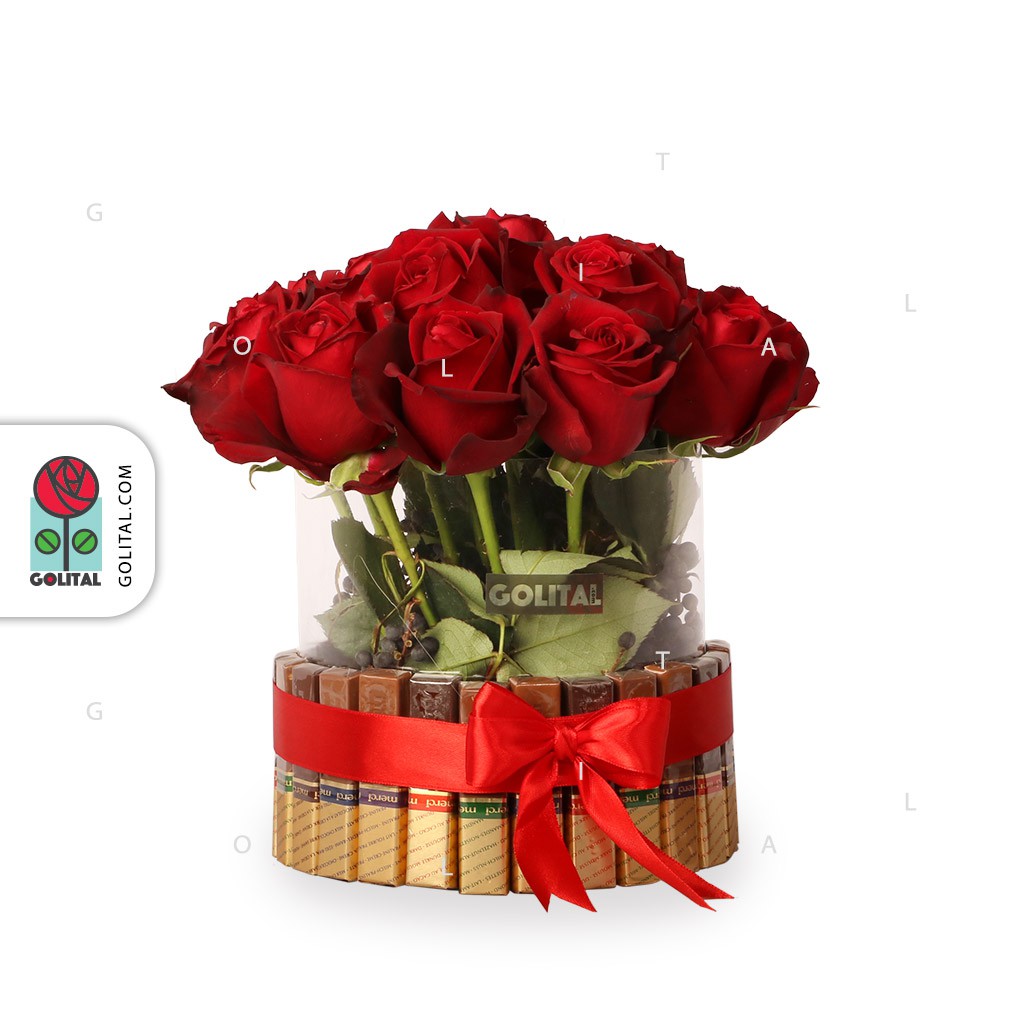 خرید باکس گل رز شیرین ترین عشق